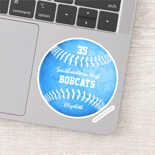 Sticker filles bleu softball personnalisé nom d'équipe aut