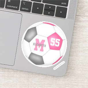 Sticker Filles de football gris rose personnalisées