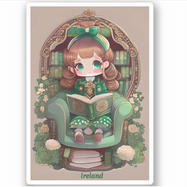 Sticker Filles du monde de la lecture - Irlande (Devant)