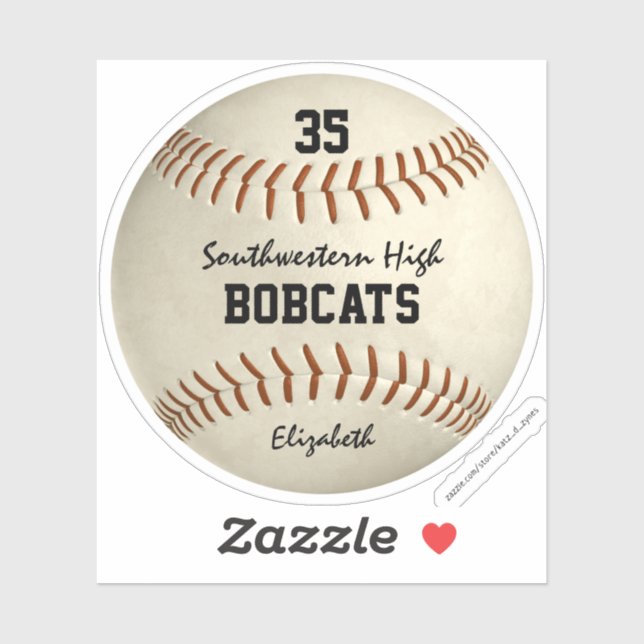 Sticker filles garçons baseball softball personnalisé nom  (Feuille)