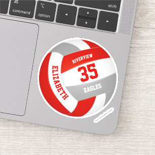 Sticker filles garçons rouge gris équipe couleurs volley-b
