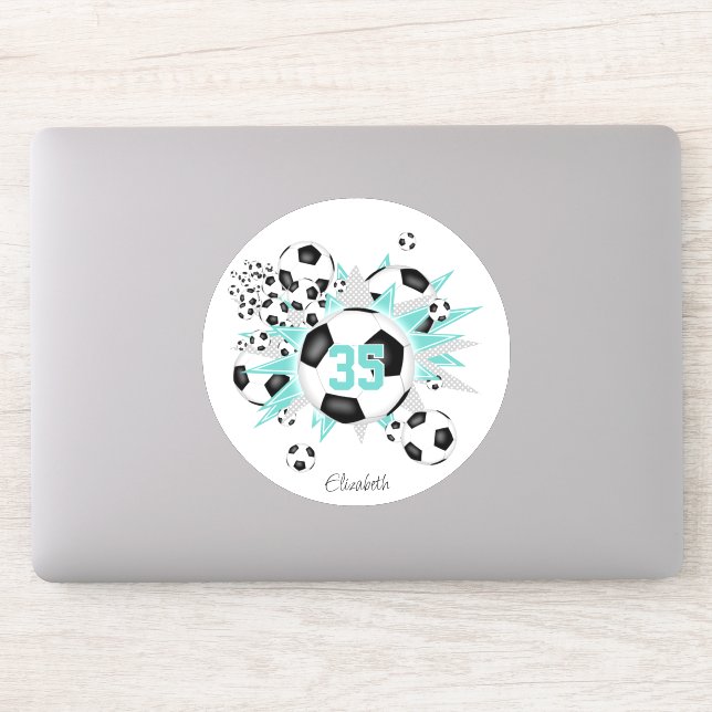 Sticker filles jersey nombre ballons de football étoiles l (Ordinateur)