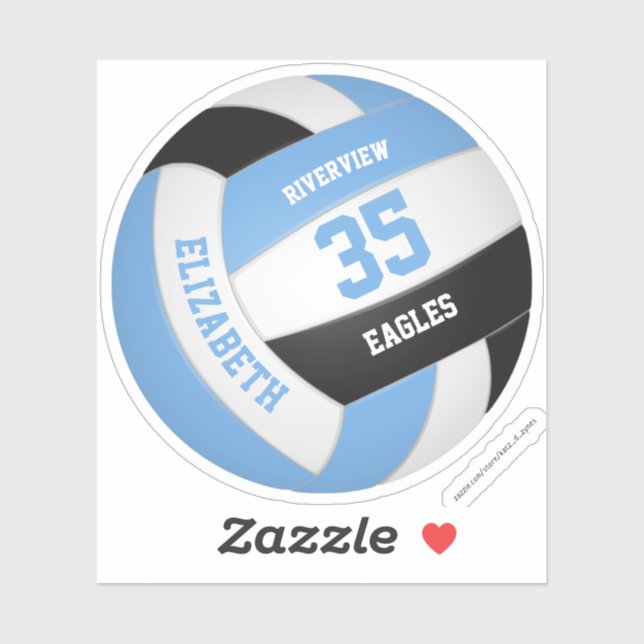 Sticker filles nom jersey numéro lt bleu noir volleball (Feuille)