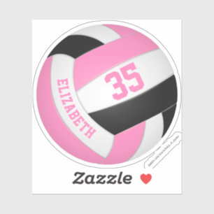 Sticker filles nom jersey numéro rose noir volley-ball