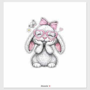 Sticker Filles Pâques Lapin Mignon Visage Rose Pâques Enfa