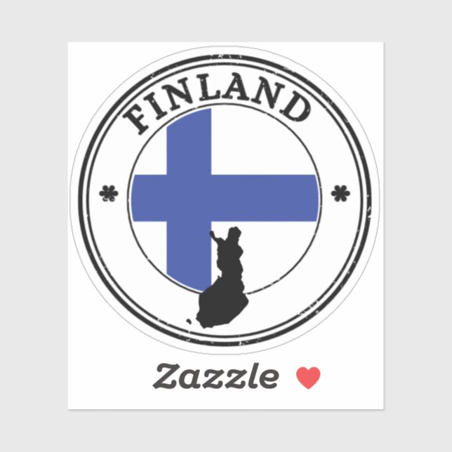 Sticker finlandais drapeau rond (Feuille)