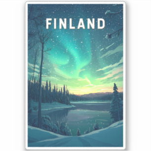 Sticker Finlande Illustration Voyage Art Vintage