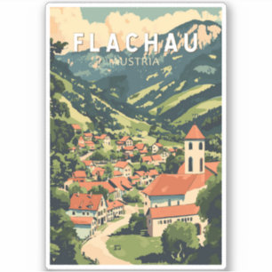 Sticker Flachau Autriche Illustration Voyage Art Vintage