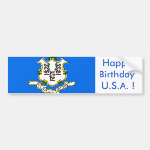 Sticker Flag of Connecticut,Happy Birthday U.S.A.!