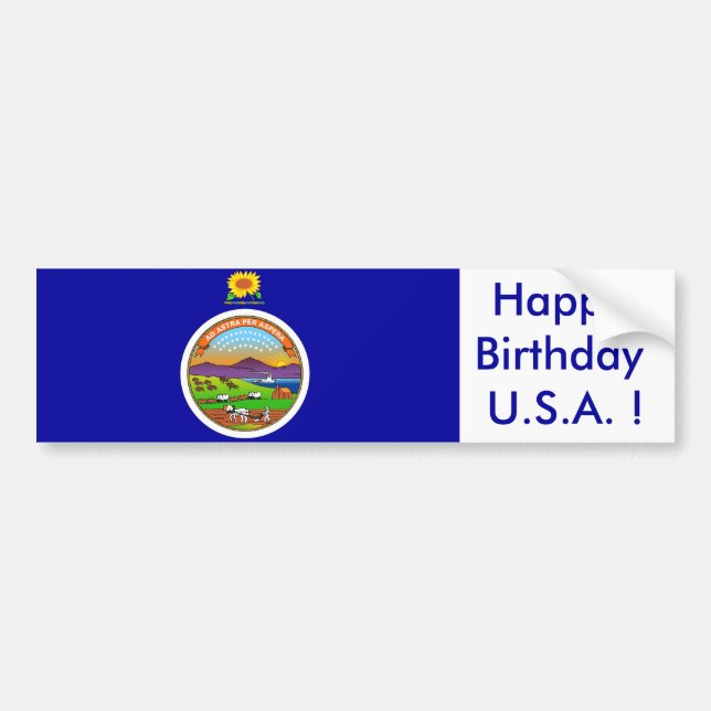 Sticker Flag of Kansas, Happy Birthday U.S.A.! (Front)