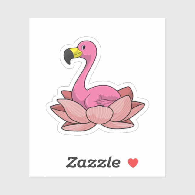 Sticker Flamant rose à fleur de Lotus (Feuille)