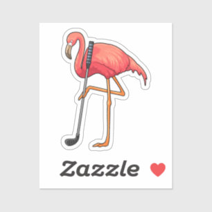Sticker Flamant rose à Golf avec Golf Club