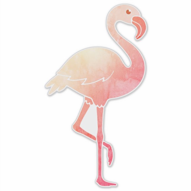Sticker Flamant rose aquarelle (Devant)