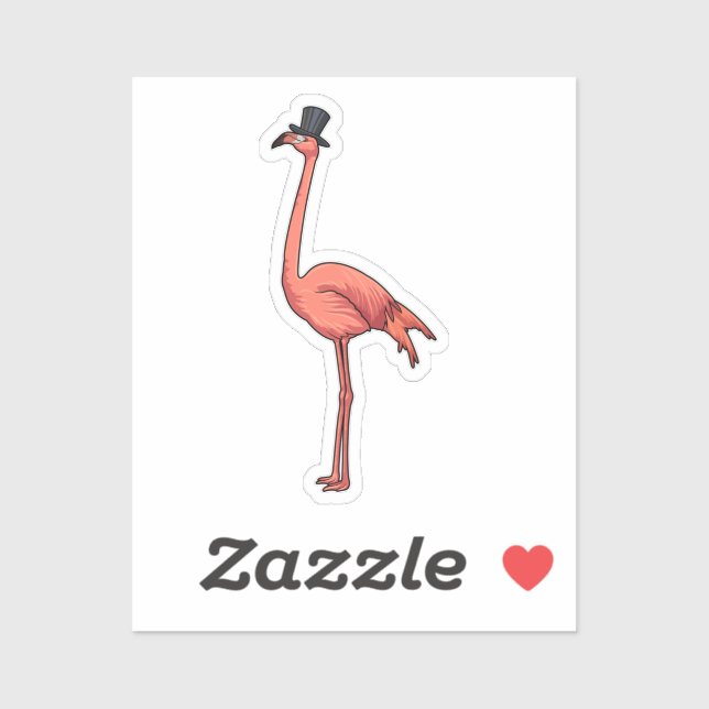 Sticker Flamant rose avec Casquette (Feuille)