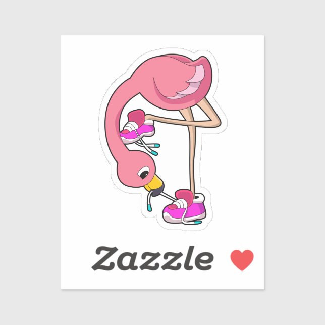 Sticker Flamant rose avec chaussures (Feuille)