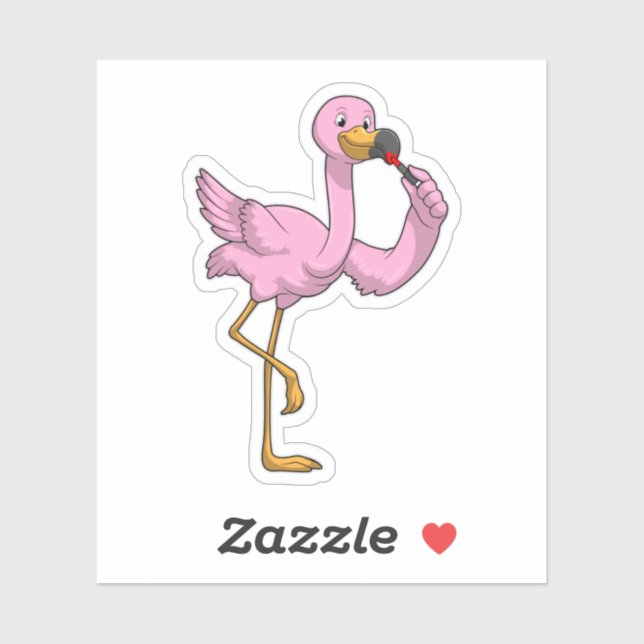Sticker Flamant rose avec Lipstick (Feuille)