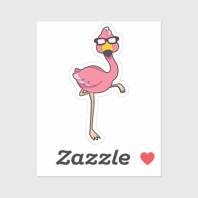 Sticker Flamant rose avec lunettes de soleil (Feuille)