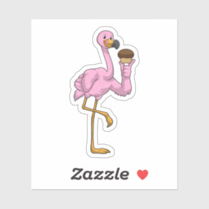 Sticker Flamant rose avec muffin