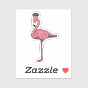 Sticker Flamant rose avec muffin