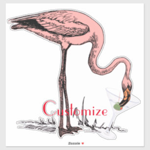 Sticker Flamant rose Boire Martini Thunder_Cove