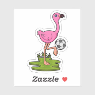 Sticker Flamant rose comme joueur de football avec Soccer