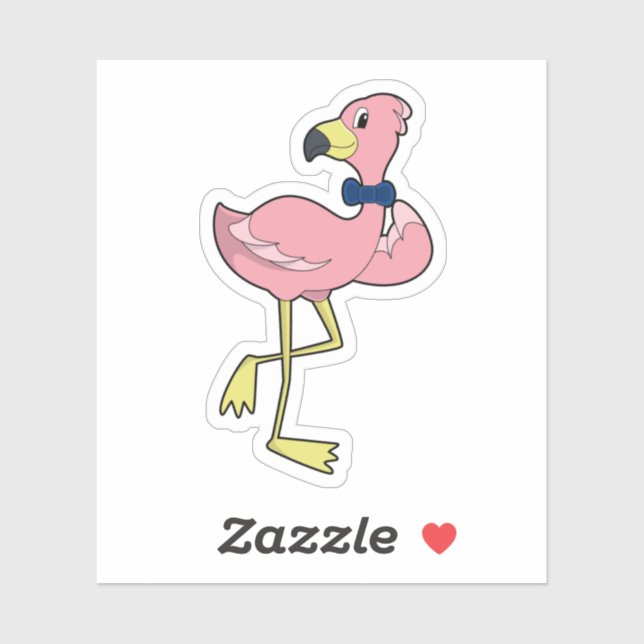 Sticker Flamant rose en tant que Gentleman avec Cravate (Feuille)