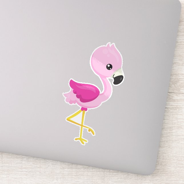 Sticker Flamant rose, Flamant rose bébé, Flamant rose rose (Détail)