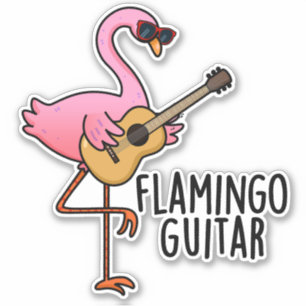 Sticker Flamant rose Guitare Funny Music Pun