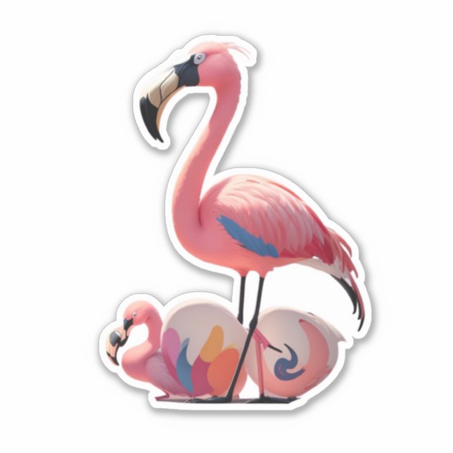 Sticker Flamant rose Love Stick It avec Flair (Devant)