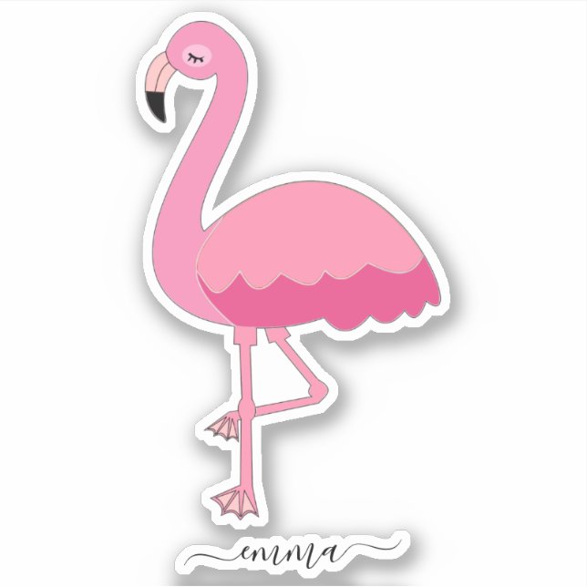 Sticker Flamant rose personnalisé (Devant)