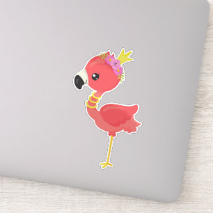 Sticker Flamant rose princesse, Couronne, Flamant rose mig