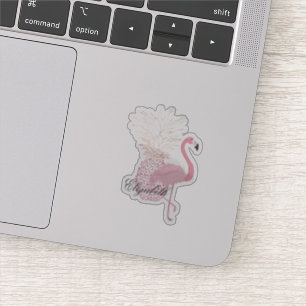 Sticker Flamant rose rose, ananas - Personnalisé