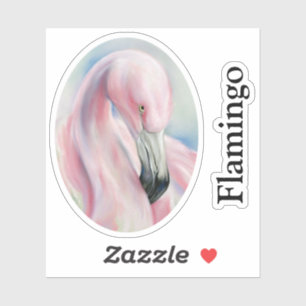 Sticker Flamant rose rose Pastel Art Texte personnalisé