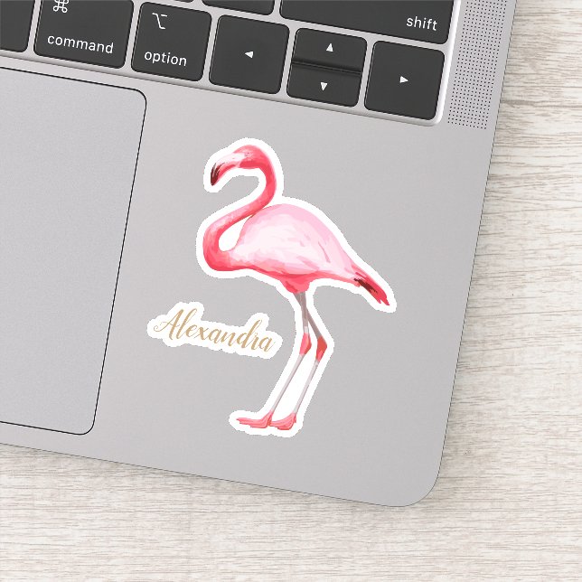 Sticker Flamant rose rose personnalisé (Détail)