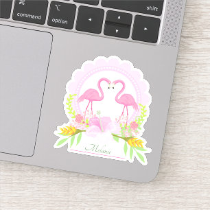 Sticker Flamant rose rose Tropical Dream Contour