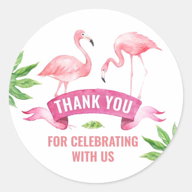 Sticker Flamant rose tropical (Devant)