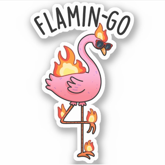Sticker Flamin-go Funny Flamant rose Pun (Devant)