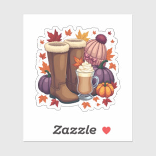 Sticker Flannel Boots Citrouille Spice Latautomne automne