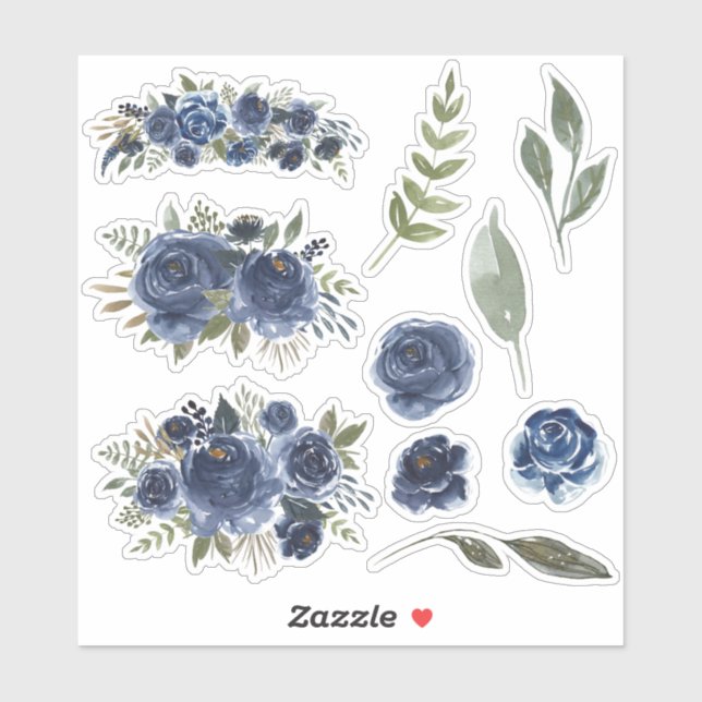 Sticker Fleur bleue Abstraite (Feuille)
