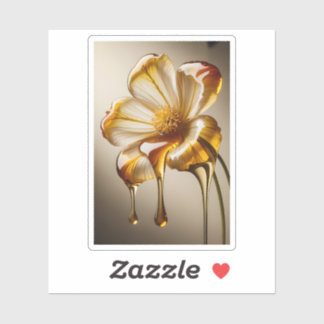 Sticker Fleur d'Art en Miel Liquide Doré qui dégouline d'A