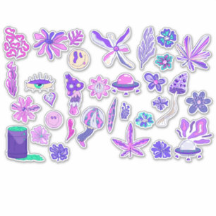 Sticker Fleur de champignon psychédélique pourpre