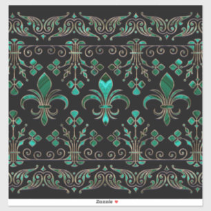 Sticker Fleur de lis ornement Malachite Vert