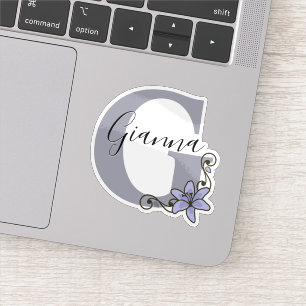 Sticker Fleur de Lys Romantique avec Nom Personnalisé Mono