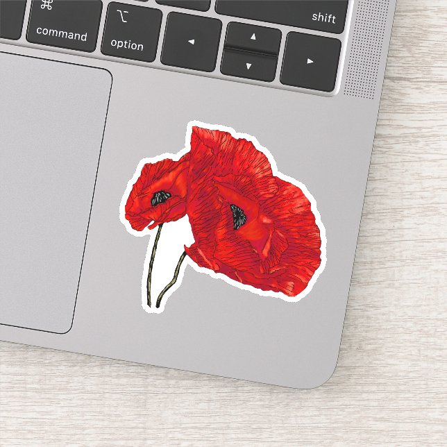 Sticker Fleur de pavot rouge (Détail)