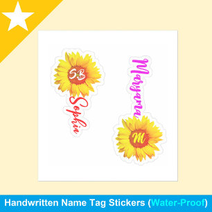 Sticker (Fleur de soleil monogramme élégant) Nom personnal