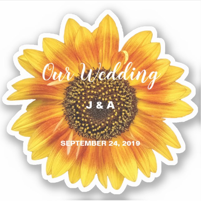Sticker Fleur de tournesol jaune mariage personnalisé (Devant)