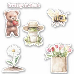 Sticker Fleur de Tulipe Marguerite Ours Fraise Grenouille 