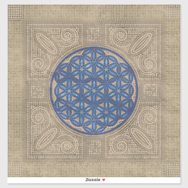 Sticker Fleur de vie Carrelage mosaïque Ornement N2 (Feuille)