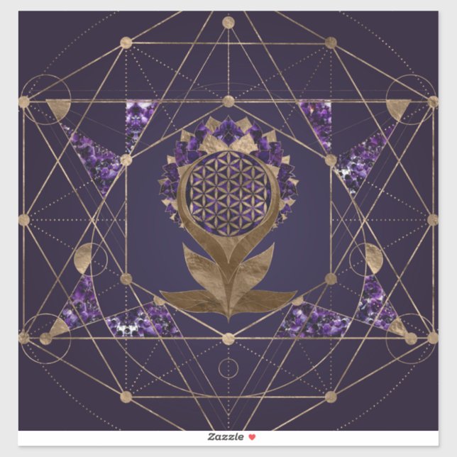 Sticker Fleur de vie Lotus - Ornement de géométrie sacrée (Feuille)