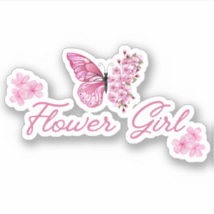Sticker fleur fille papillon rose mignon minimal